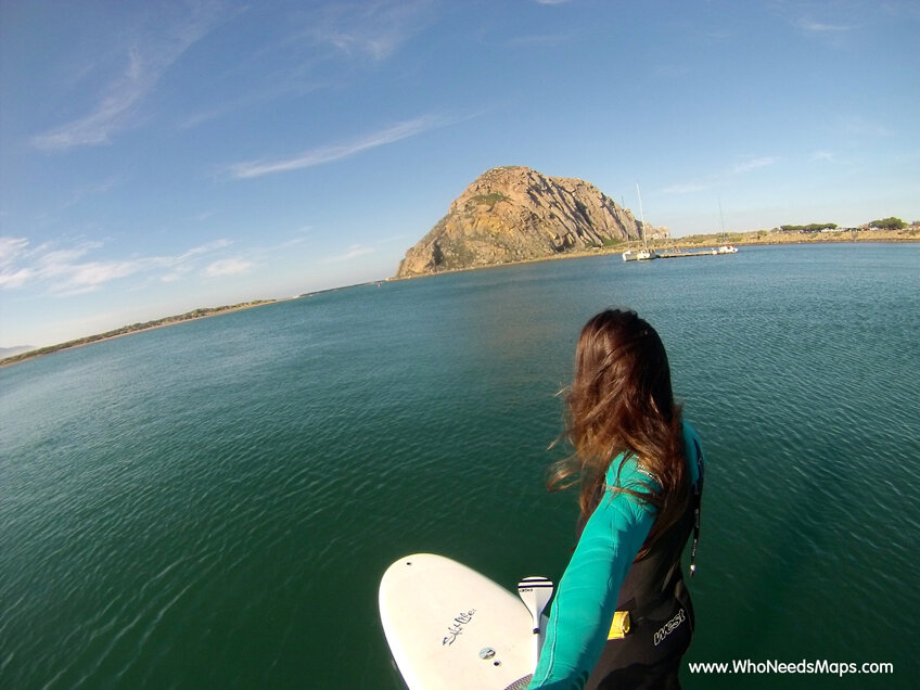 paddle board lesson morro bay rock